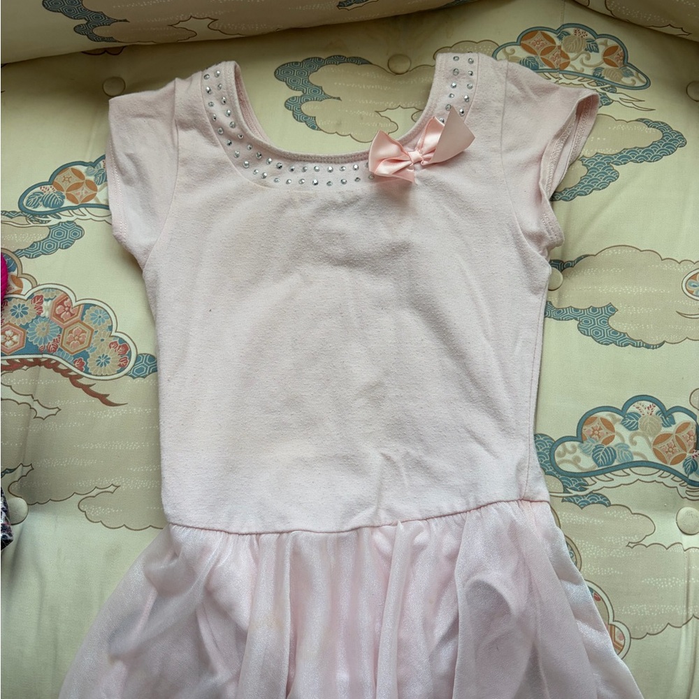 Danskin Freestyle Light Pink Ballet Dress with Bow and Rhinestones